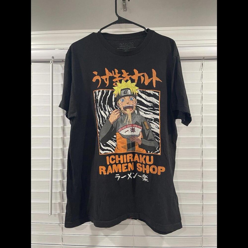 Men's T Shirt NARUTO SHIPPUDEN ICHIRAKU RAMEN SHOP  Size L Anime Manga